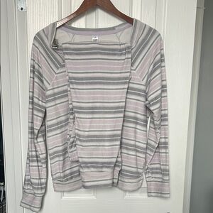 George Women's Striped Gray and Pink Pajama Top